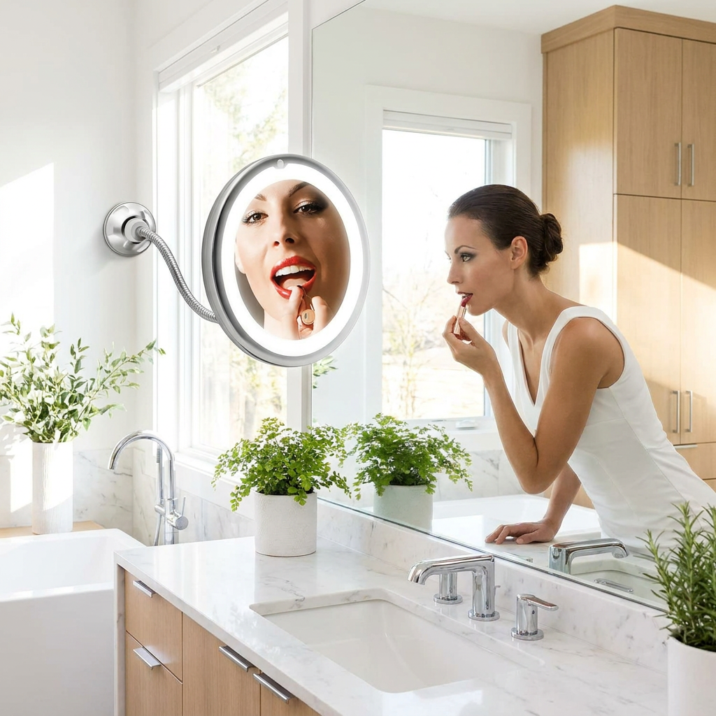 10X Magnifying LED Lighted Flexible Mirror lifestyle