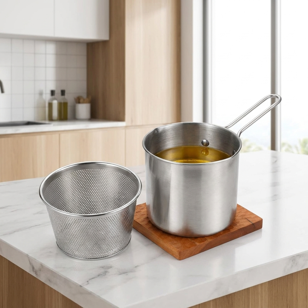 1200ML Deep Fryer Pot with Strainer